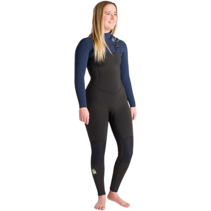 2024 C-Skins Womens Solace 5/4/3mm Chest Zip Wetsuit C-NSO54WCZ - Black / Bluestone / Cool Green